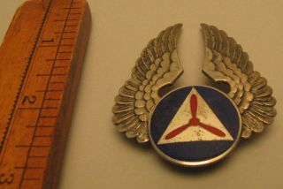 Civil Air Patrol Sterling Enamel Cap Badge Wings Wwii