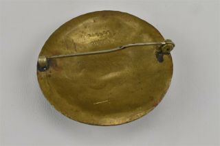 Forest Craft Guild Pink Stone Pin Brooch Brass Round Arts & Crafts Bronze 6