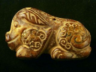 Lovely Chinese Old Jade Hand Carved Mystical Pig Little Statue T242