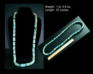 Vintage Turquoise Necklace From Nagaland,  India Old Stock Great Color And Veined