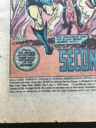 Giant - Size X - Men 1 VINTAGE Marvel Comic 1st Team,  Storm,  Colossus 1975 3