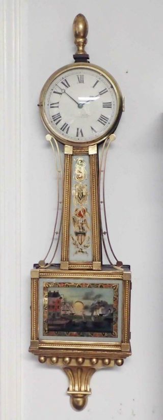Antique Simon Willard Presentation Style Weight Driven Banjo Clock 4 Restoration