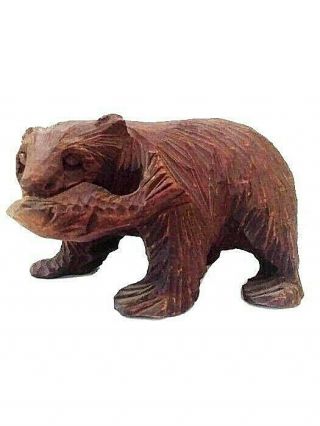 Vtg Antique Bear Wood Doll Sculpture Hand Carve Figurine Art Home Decor Collect