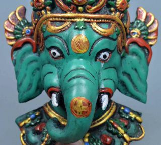 China Collectable Auspicious Handwork Lacquer Carve Rare Elephant Buddha Pendant 2