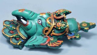 China Collectable Auspicious Handwork Lacquer Carve Rare Elephant Buddha Pendant 4