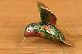 Antiques Chinese Old Cloisonne Handcarved Hummingbird Statue Pendant Decoration