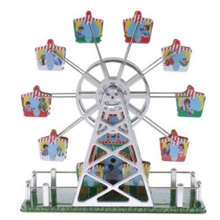 Retro Spinning Musical Ferris Wheel Model Wind - Up Clockwork Tin Toy Xmas Gift H1