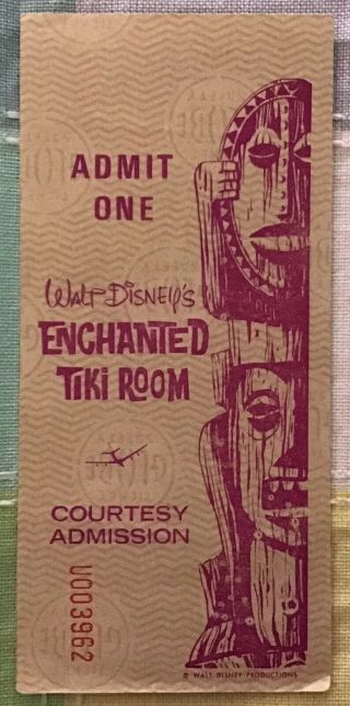 Vintage Disneyland Enchanted Tiki Room United Airlines Courtesy Ticket Ephemera
