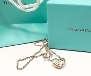 Auth Tiffany & Co Sterling Silver 18k Gold Arrow Puffy Heart Necklace,  Box Rare