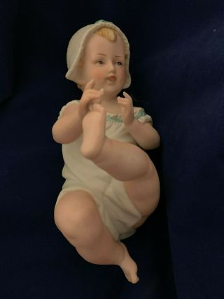 Piano Baby,  Vintage 7 1/2 " Bisque Porcelain By Andrea By Sadek,  Japan