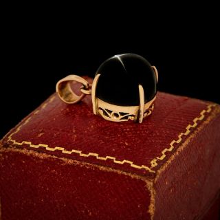 Antique Vintage Deco Retro 14k Rose Gold Black Star Sapphire Necklace Pendant