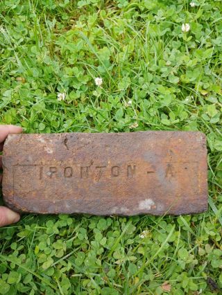 Very Rare Antique Brick Labeled “ironton - A” Very Old Salvaged Ohio Block