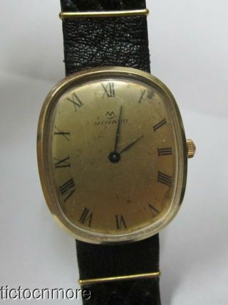 Vintage 14k Gold Movado Factories 246 17j Oval Case 168 Wrist Watch Mens