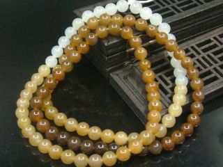 Antique Chinese Celadon Nephrite Hetian Jade Beads Necklace Pendant