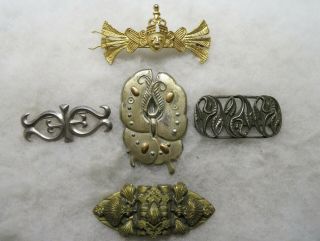 Vintage Antique Metal Brooch Pin Hair Barrettes Floral Mystic Spratling