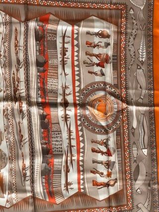 Hermes silk scarf VIE DU FLEUVE in browns 4