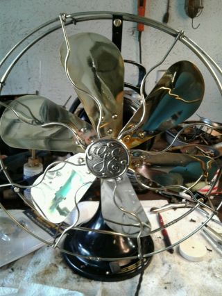 Antique Ge General Electric 3 Star 6 Brass Blade Fan