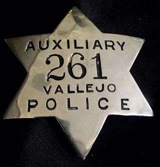 Vintage Late 1930’s Vallejo California Badge - Hallmarked Patrick & Co.