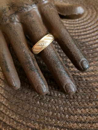 Vintage 10k Gold Natural Diamonds Wedding Band Sz 9 Unisex Mens Womens Ring