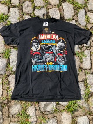 Vintage 80s Harley - Davidson Elvis Presley T - Shirt Size Large 50/50 Made In Usa