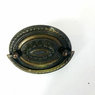Vintage Large Figural Brass Ring Drawer Pull Brass Knob Oval