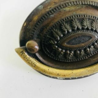 Vintage Large Figural Brass Ring Drawer Pull Brass Knob Oval 2