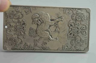 Collectable Handwork Old Miao Silver Carve Zodiac Dog Souvenir Chinese Pendant