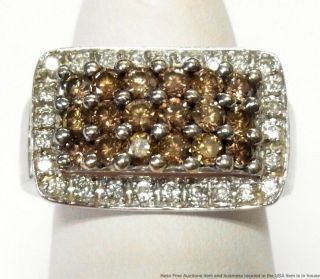 1.  50ctw White Diamond Natural Fancy Cognac 18k Gold Ring Ladies Vintage Fashion
