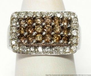 1.  50ctw White Diamond Natural Fancy Cognac 18k Gold Ring Ladies Vintage Fashion 3