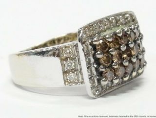 1.  50ctw White Diamond Natural Fancy Cognac 18k Gold Ring Ladies Vintage Fashion 4