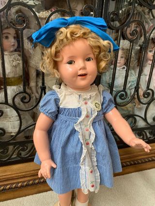 RARE Large Vintage 1930 ' s Ideal Shirley Temple Composition Flirty Eye Doll 6