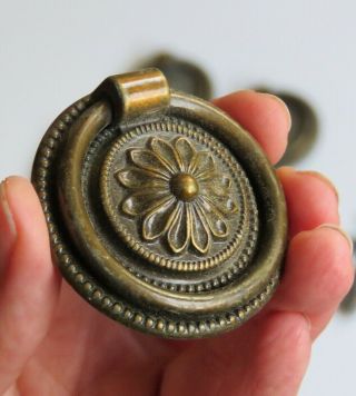 Vintage Antique BRASS DRAWER HANDLE PULL Round Reclaimed Salvaged 6 Available 5