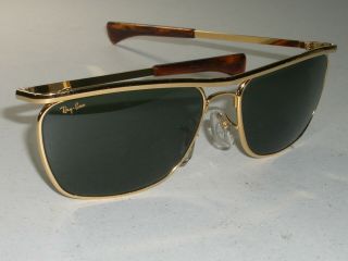 Vintage B&l Ray Ban W1307 G15 Crystal Olympian Ii 2deluxe Rectangular Sunglasses