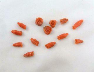 Antique Real Coral Loose Rose & Buds For Necklace Brooch Jewellery 5gs C1890 