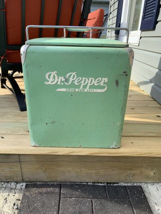 VINTAGE DR PEPPER ICE CHEST COOLER GREEN 2