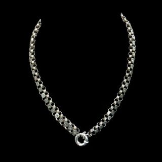 Antique Victorian Star Box Belcher Sterling Silver Chain Collar Necklace | 16 "