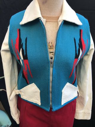 30’s 40s Vintage Turquoise Two - Tone Chimayo Short Waist Side Buckle Jacket