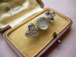 Antique Victorian Silver & Paste Man in the Moon Brooch Boxed. 3