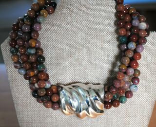 Patricia Von Musulin Sterling Agate Beaded Multi Strand Necklace 2