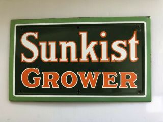 Vintage Porcelain Sunkist Grower Sign,  Orange County Ca