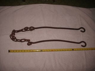 Antique Rustic Heavy Duty 23 " Iron Rods W/chain Hitch 5 Yards Full Extension