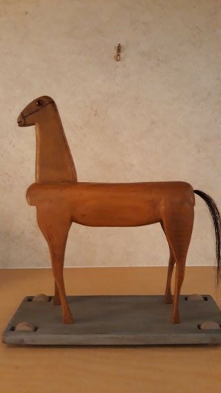 Folk Art Wood Hand Carved Horse Toy Vintage Primitive