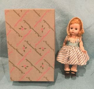 Vintage 1950’s 7 1/2 " Madame Alexander - Kins Doll With Bonnet And Box