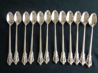 12 Wallace Grande Baroque Sterling Silver 7 5/8 " Ice Tea Spoons