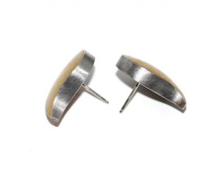 Early Petra Class Modernist Sterling 22K Gold Hollow Formed Earrings,  Vtg 90s 2