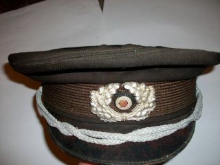 Wwii German Visor Cap Early Army Officers Hat With Cockade