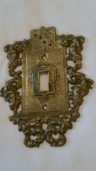 Vtg Brass Ornamental Single Switch Plate Cover Virginia Metalcrafters Vm 24 - 17