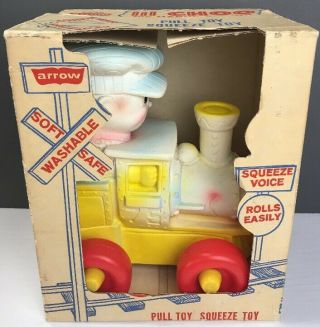 Vintage Lil Choo The Happy Engine Pull Toy Squeeze By Arrow