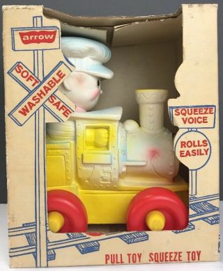 Vintage Lil Choo The Happy Engine Pull Toy Squeeze By Arrow 2