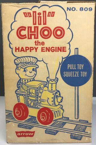 Vintage Lil Choo The Happy Engine Pull Toy Squeeze By Arrow 3